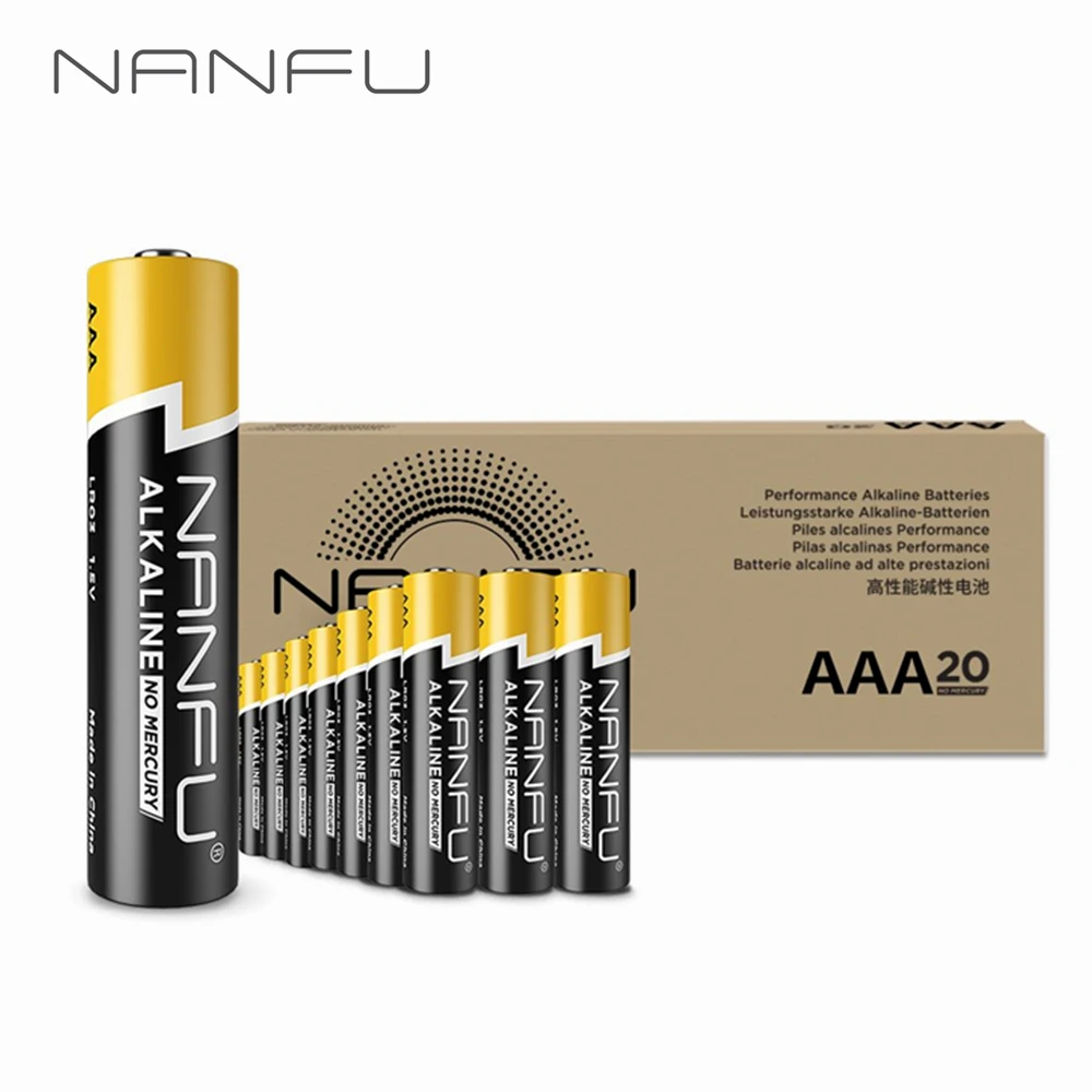 NANFU 20 шт. аккумулятор aaa батарейки 1.5 В щелочной аккумуляторы LR03 батарея 3a акб 950