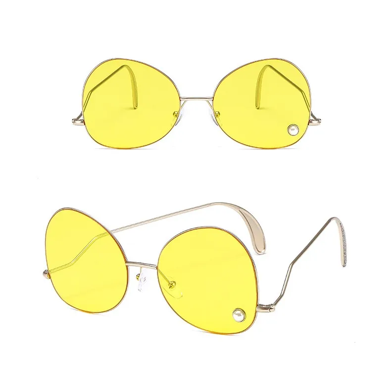 Imitation Pearl Embedded Sunglasses Shades for Women Metal frame Tough Irregular UV400 Lens Sun Glasses Fashion Outdoor Goggles |