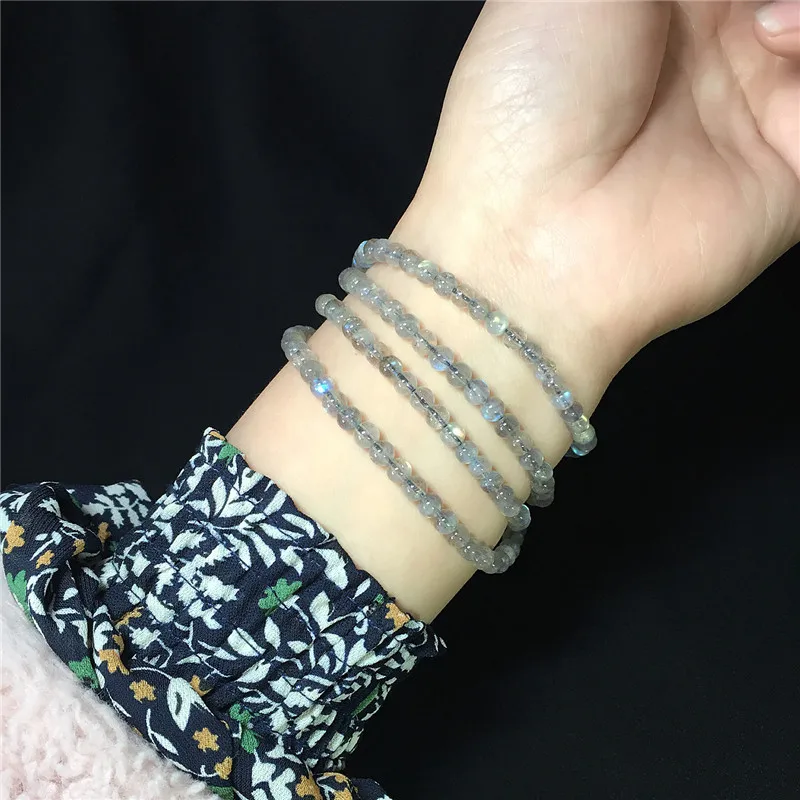 Retro national style natural crystal bracelet grey moonlight hand string men and women lovers | Дом и сад