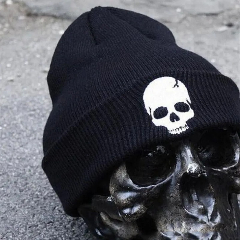 white Seioum унисекс акриловая трикотажная шапка зимние шапки Череп Стиль Skullies& Beanies для женщин и мужчин 3 цвета Теплая Зимняя кепка - Цвет: white