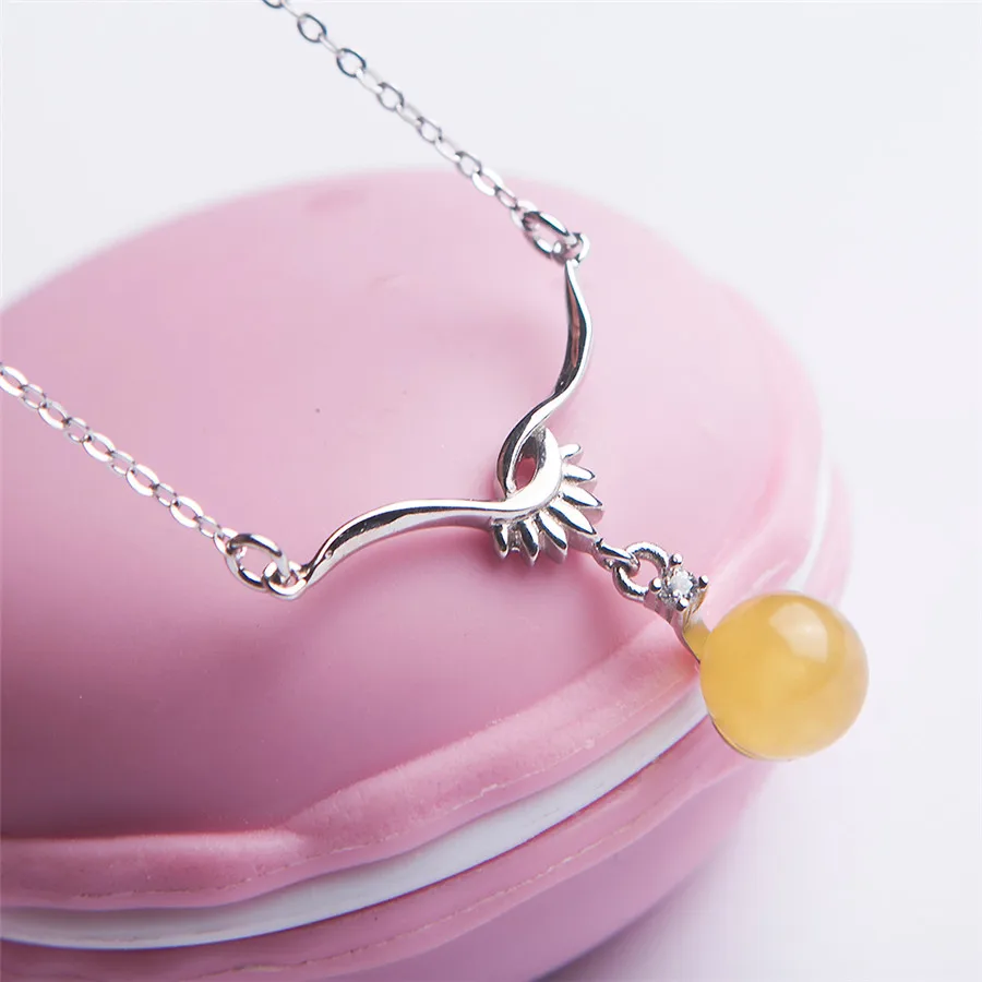 Прямая поставка Натуральный Янтарный камень женское ожерелье с подвеской