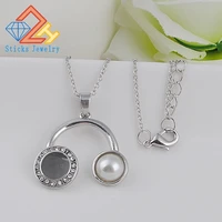 pearl jewelry necklace for women zinc alloy enamel trendy rhinestone statement pendant headphone audio free shipping