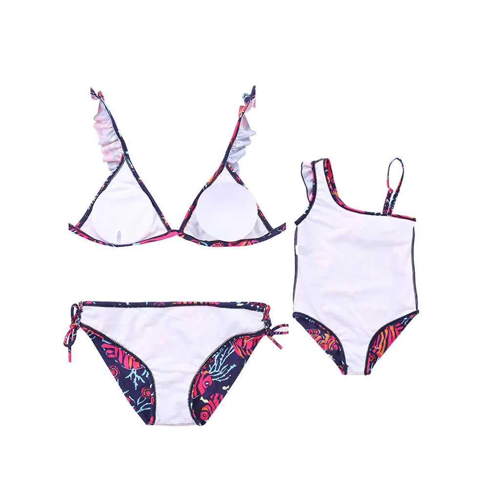 Цветочные Купальники для мамы и дочки бикини с цветочным рисунком одежда