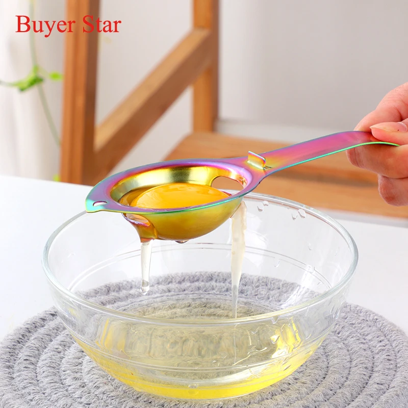 

1pcs Golden Stainless Steel Egg Dividers Egg Yolk Separator Safe Manual Bakeware Metal Egg serving Tools Kitchen Gadgets