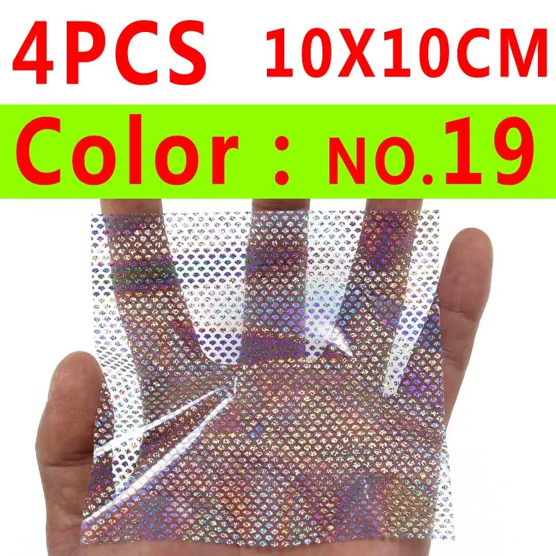 4pcs color 19 Wifreo 6/4 шт. Голографическая клейкая пленка Flash ленты отражательная Призма Рыбалка наклейка для приманки 10*10/20 см Искусственный рыбьей чешуи кожи - Цвет: 4pcs color 19