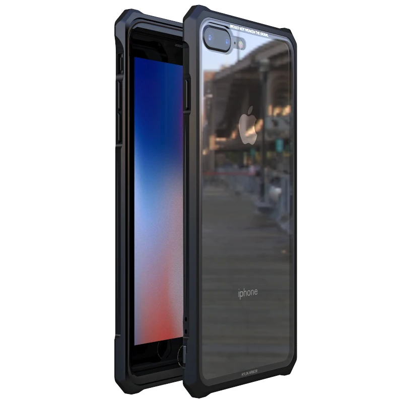 For 8 Plus Black OMEVE Алюминий металлический каркас бампер и закаленного Стекло задняя крышка чехол для iPhone 7/7 Plus/8/8 плюс/X - Цвет: For 8 Plus Black