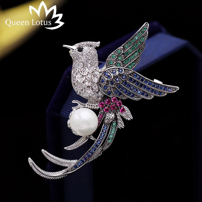 Женская Брошь с жемчугом Queen Lotus серебряная брошь в виде птицы ювелирное изделие и
