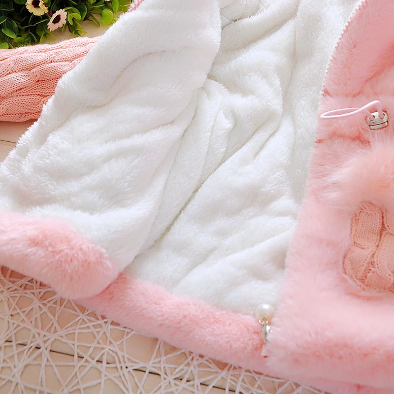 New Autumn Winter Girls Coat Cotton Jacket Thick Fake Fur Warm Jackets For Clothes Casual Hooded Kids Outerwear | Детская одежда и