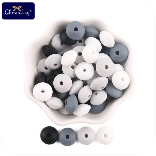 Gray Series CHEWELRY силиконовая бусина 40 шт. детский силиконовый Прорезыватель в форме сердца пищевой детский Кулон Жемчужный силиконовый маленький стержень детские товары игрушка - Цвет: Gray Series