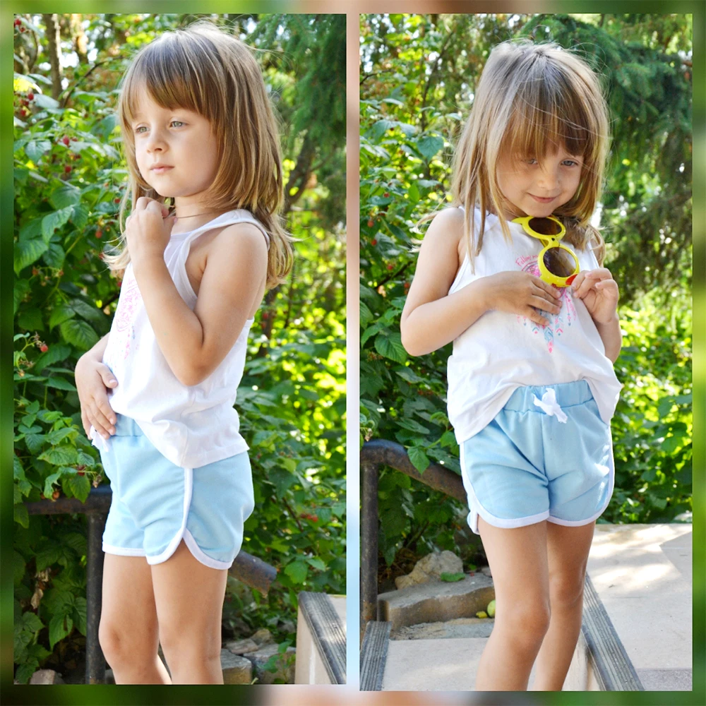 

Cotton girls short kids clothing New candy color Children's boys beach pants shorts