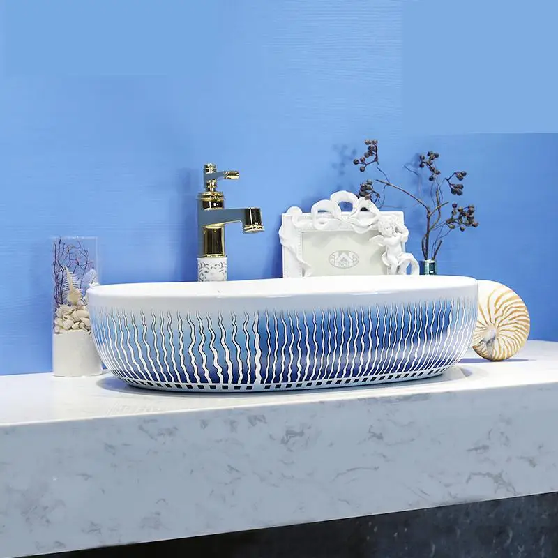China Artistic Handmade Art wash basin Ceramic Counter Top washing bowl oval ceramic Wash Basin Bathroom Sinks | Обустройство дома