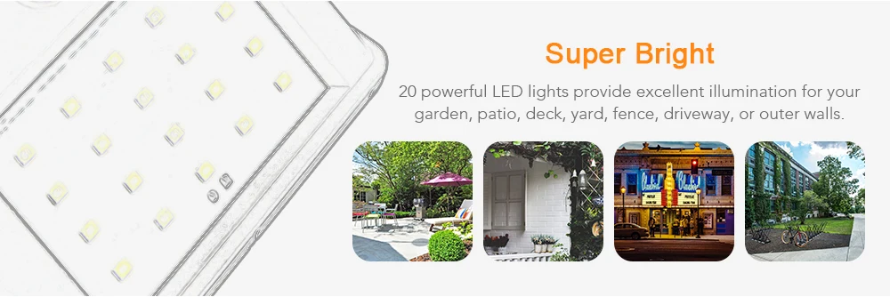 4 шт. солнечная панель 20LED Открытый Солнечный садовый светильник удобный датчик движения солнечные элементы для двора сада