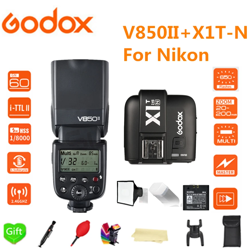 Godox V850II GN60 2000 мАч литий ионный аккумулятор 2 4G Беспроводная система X Speedlite