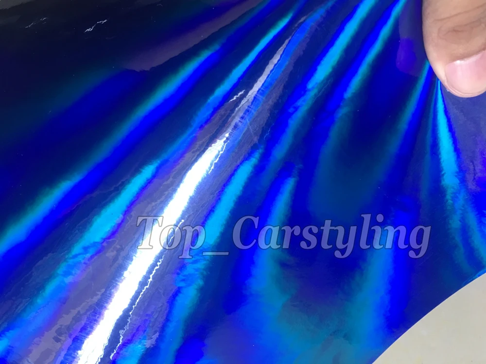 Высококачественная темно-синяя хромированная голографическая виниловая