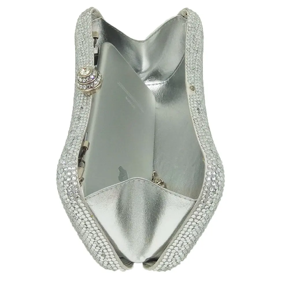 Boutique de FGG светская классический Дизайн Для Женщин серебряные кристалл сумка