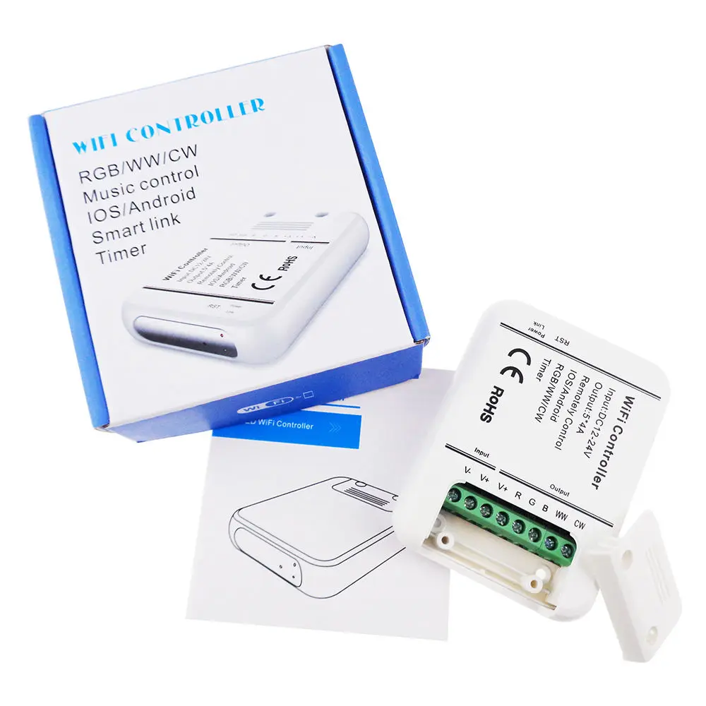DC12 24V 4A * 5CH RGB/WW/CW Светодиодный WIFI контроллер IOS Android Smart Link таймер музыка|led wifi