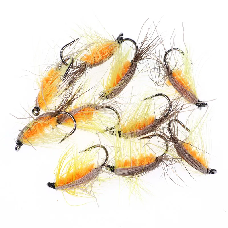 Черное тело шерстянный червь коричневый Caddis Nymph Fly олень волос Жук форель муха