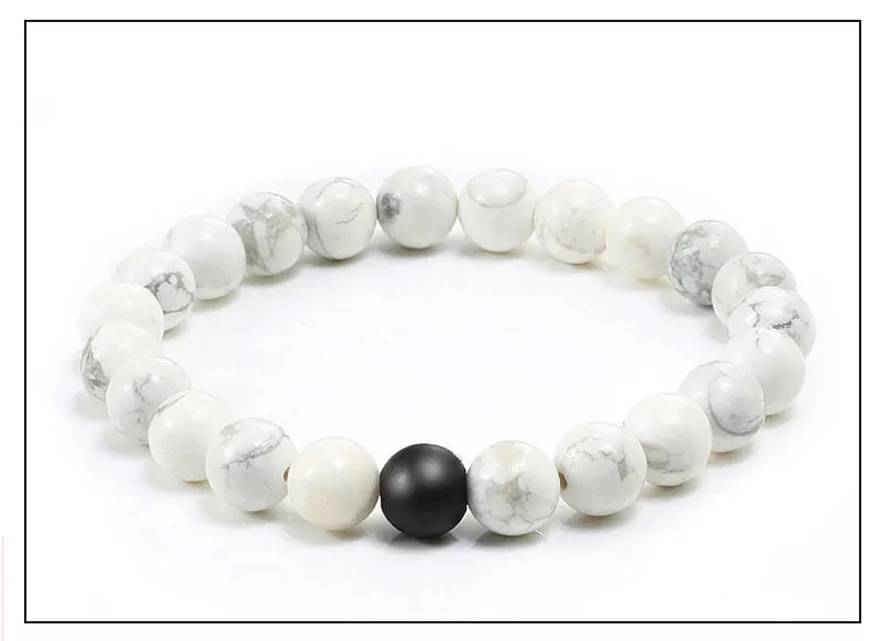 Пара дистанционный браслет натуральный камень черный белый бисерные браслеты Очаровательные Браслеты Для Йоги ювелирные изделия подарок для женщин мужчин Lover Pulsera