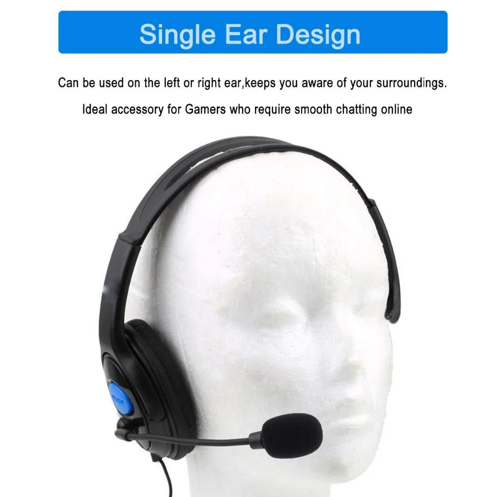 PS4 Wired Headphone Live Chat Gaming Headset Mic Volume Adjustable Headband for Laptop Tablet PC Gamer Slim / Pro Controller | Электроника