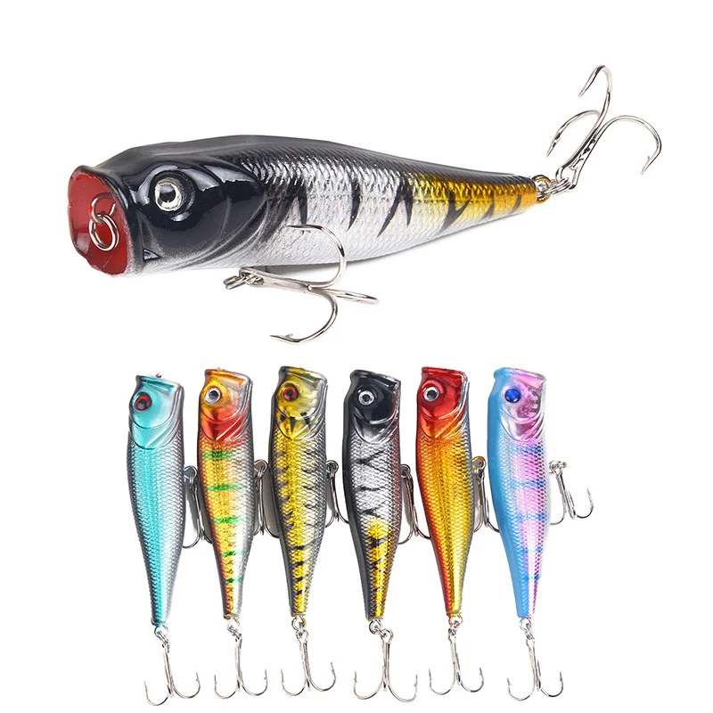 

6Pc Popper Fishing Lures 6 Colors Hard Bait 9cm 14.7g Fishing Bait 6# Fishhooks Bionic Bait Fishing Tackle Crankbait Wobblers