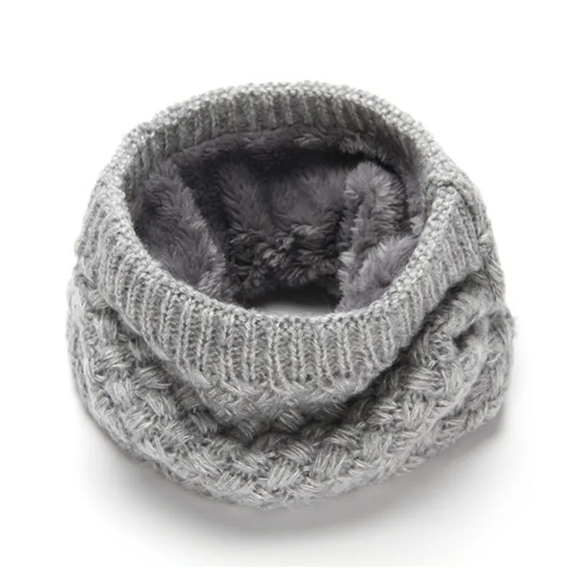 New Children Knitted Wool Warm Winter Fleece Scarf Neck Warmer for Women Men Snood Thermal Ski Cycling Ring Wraps Female Scarves |