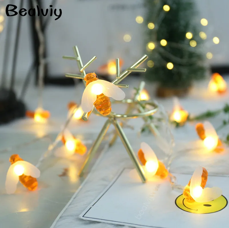 Battery Operated 10 /20leds Bee Shaped led Light String Christmas Holiday Garden Decorative Fairy Night Lights Wedding Party DIY | Дом и сад