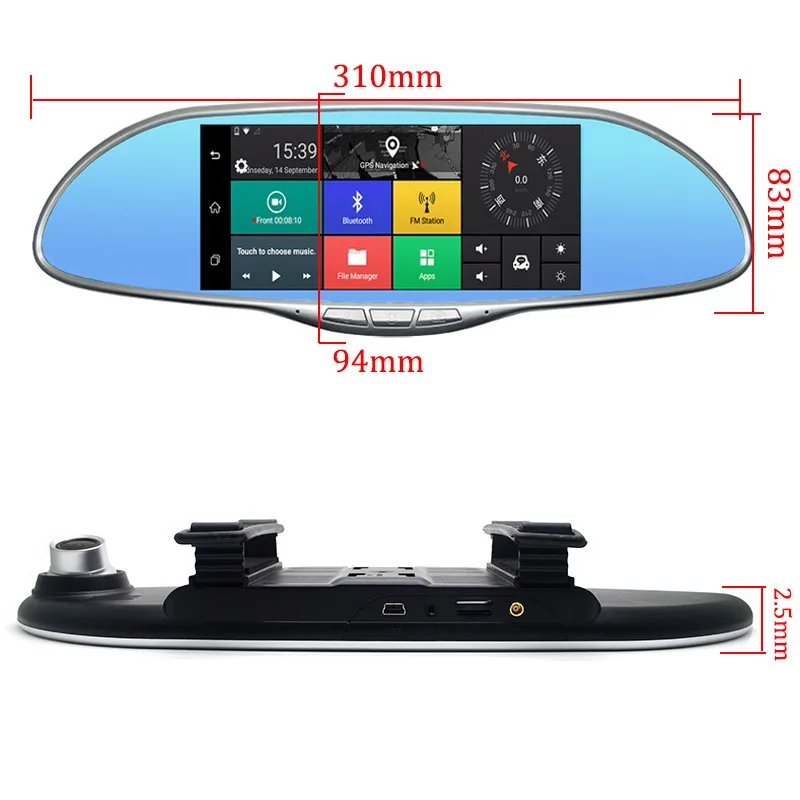 Kissen Android 5 1 Автомобильный dvr 3g 7 дюймов Touch регистраторы зеркало заднего вида