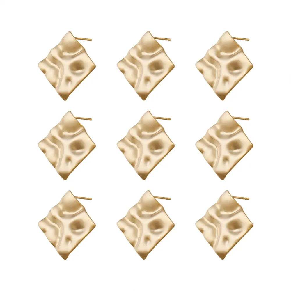 

Pandahall 10pcs Brass Ear Studs Components Stud Earring Rhombus Real Gold Plated Golden Color pin: 0.8mm