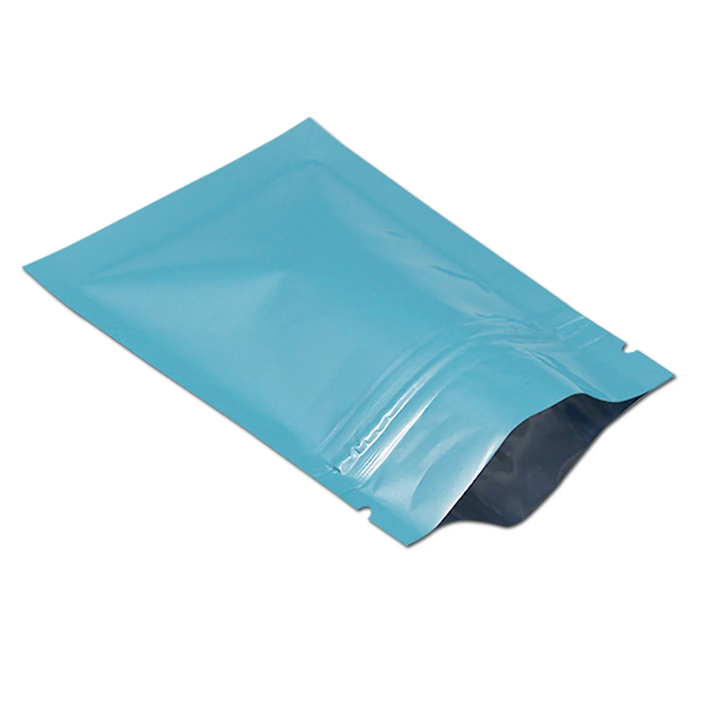 

200Pcs Glossy Blue Aluminum Foil Ziplock Package Bag Self Seal Mylar Foil Zip Lock Packaging Pouch Zipper Bags for Tea Food Pack