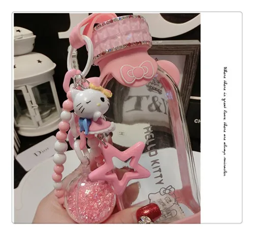 350 мл мультяшная кристальная бутылка для воды hello kitty с бриллиантами, детская Квадратная бутылка для воды против борьбы, стеклянная плоская чашка для воды Jingle Cat