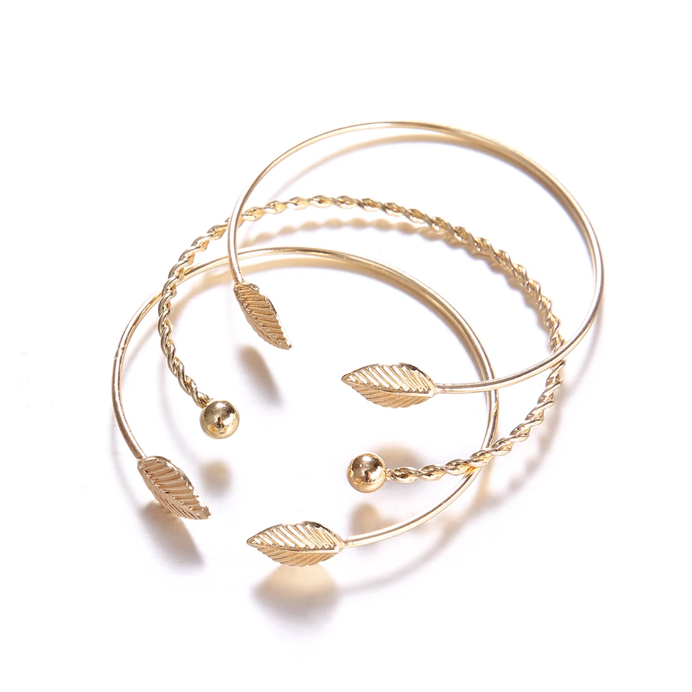 

Vintage Leaves Bracelet for Women Gold Color Adjustable Twisted Knotted Charms Bangle Female Wedding Jewelry Gift Dropshipping
