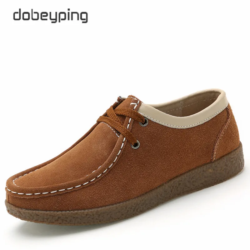 Khaki Dobeyping/Коллекция года; сезон весна-осень; женская обувь из коровьей замши; женская обувь на шнуровке; женские лоферы; мокасины; женские кроссовки на плоской подошве - Цвет: Khaki