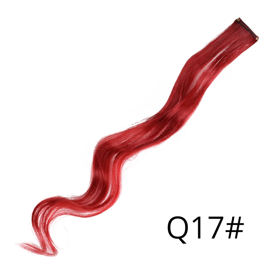 Q17 Leeons, радужные волнистые волосы для наращивания, длинные волосы для наращивания на одной заколке, парики, цветные синтетические волокна, накладные волосы 20" - Цвет: Q17