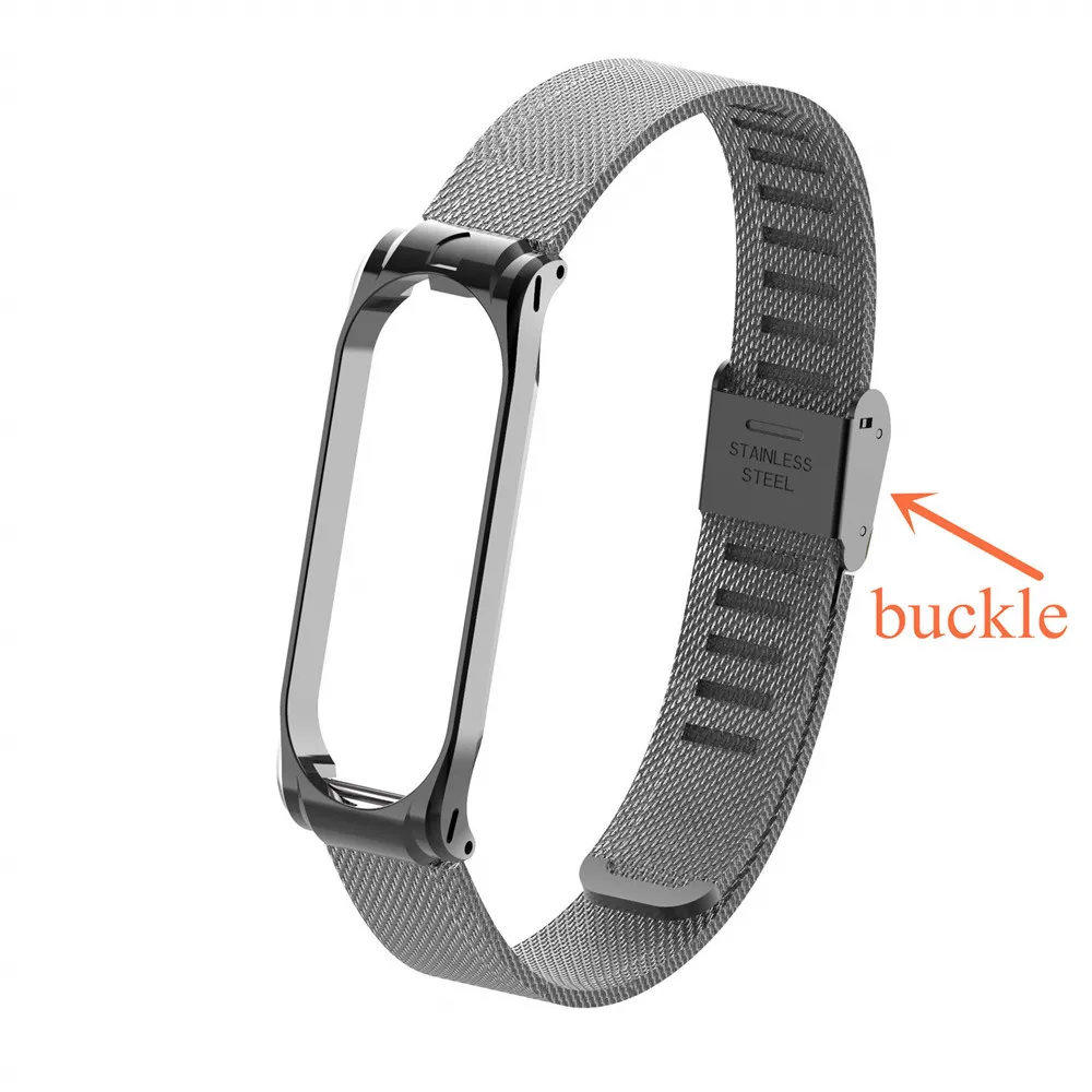buckleblack Mi Band 4 3 металлический ремешок с магнитной пряжкой браслет на запястье ремешок из нержавеющей стали NFC Браслет для Xiao mi Band 3 4 - Цвет: buckleblack