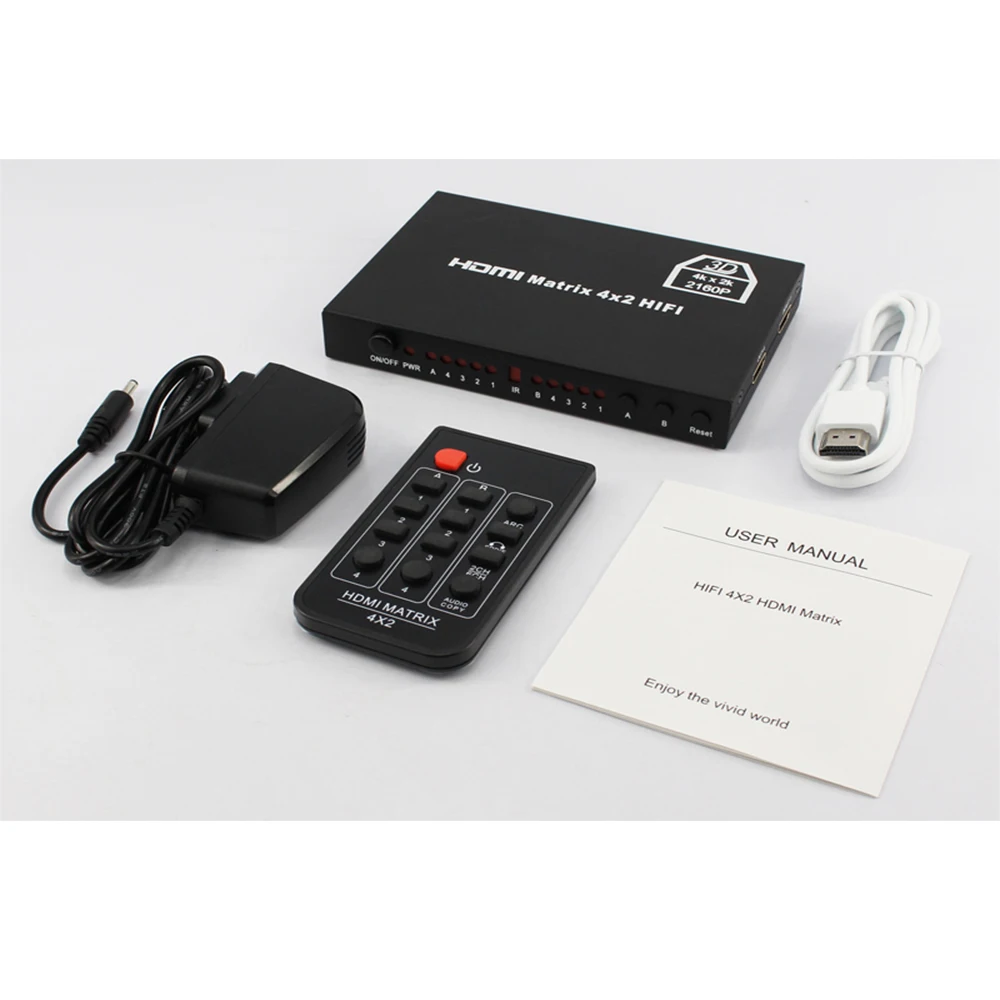 HDMI матрица переключатель четыре в два выхода HD видео сплиттер 4X2 поддержка 4k * 2k