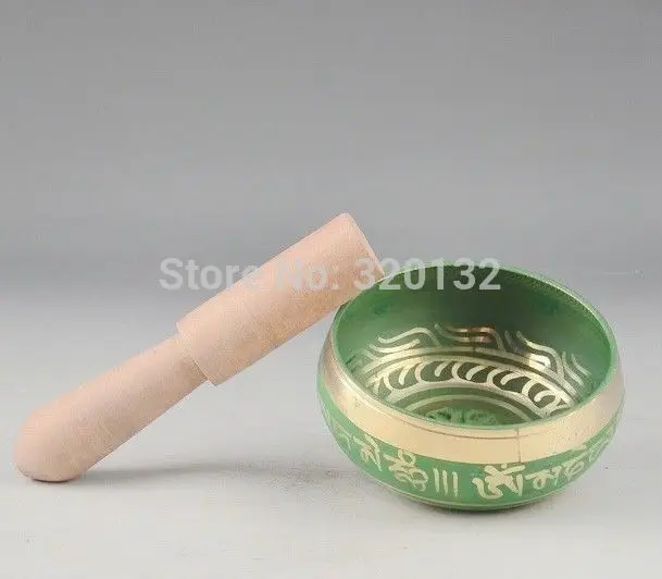 Тибетская зеленая поющая чаша Гималайская ручная чакра медитация религия