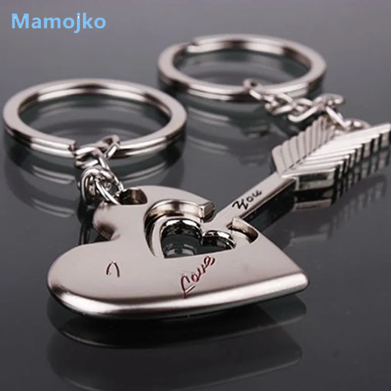 Mamojko Pretty Arrows & Love Heart Key Chain For Couple Fashion Key Holder Bag Buckle Accessory Charm HandBag Pendant Key Ring