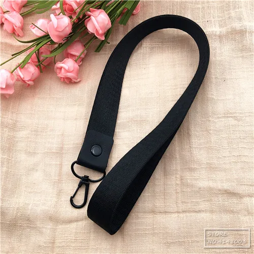 black long Сплошной цветной брелок, бирка, ремешок на шею, ремешки для ключей, ID карты, проездной, для спортзала, мобильного телефона, USB, держатель Бейджа, сделай сам, висячая веревка, слинг - Цвет: black long
