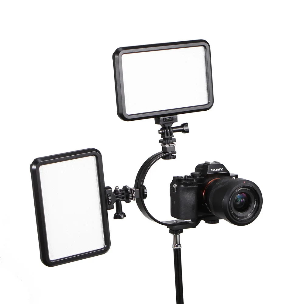 Selens C Форма Двойной Горячий башмак держатель для вспышки Speedlite светодиодный свет