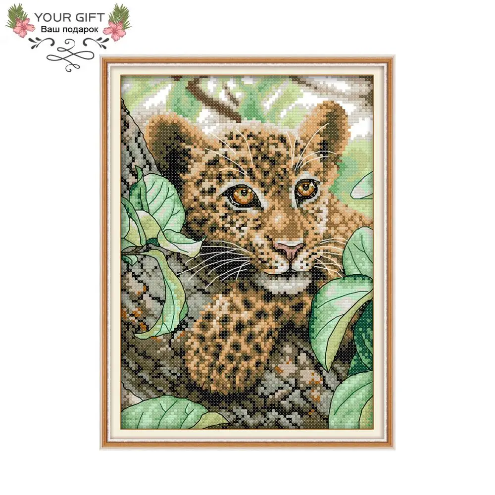 

Joy Sunday Leopard Home Decor DA115 14CT 11CT Counted Stamped Animal Needlework Needlepoint Embroidery DIY Cross Stitch kit