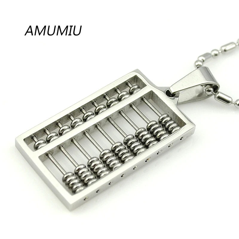 AMUMIU 2021 Модное Новое ожерелье с подвеской Abacus 316L из нержавеющей стали