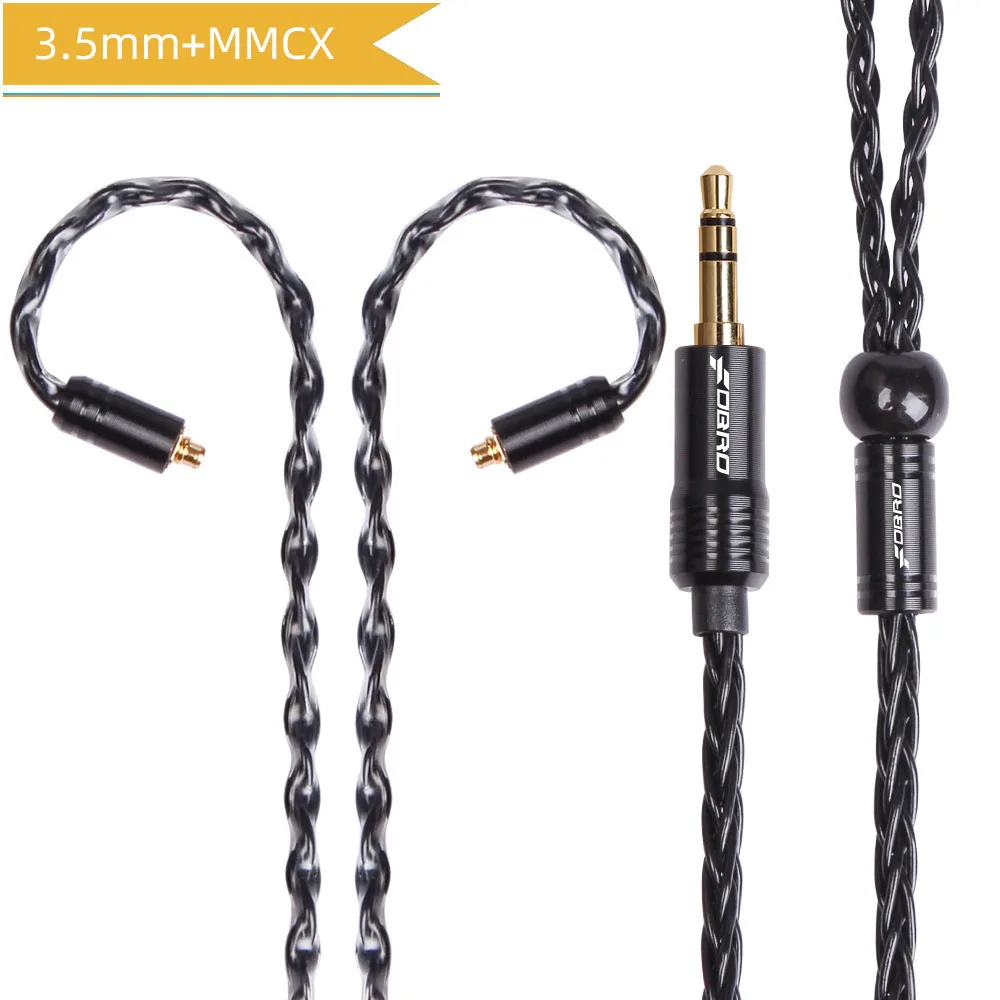 black 3.5mm MMCX FDBRO 8 core MMCX IE80 A2DC IM 2pin наушники кабель 2,5/3,5/4,4 мм с серебряным покрытием гарнитуры аудио провода LS50 LS70 LS200 LS30 - Цвет: black 3.5mm MMCX