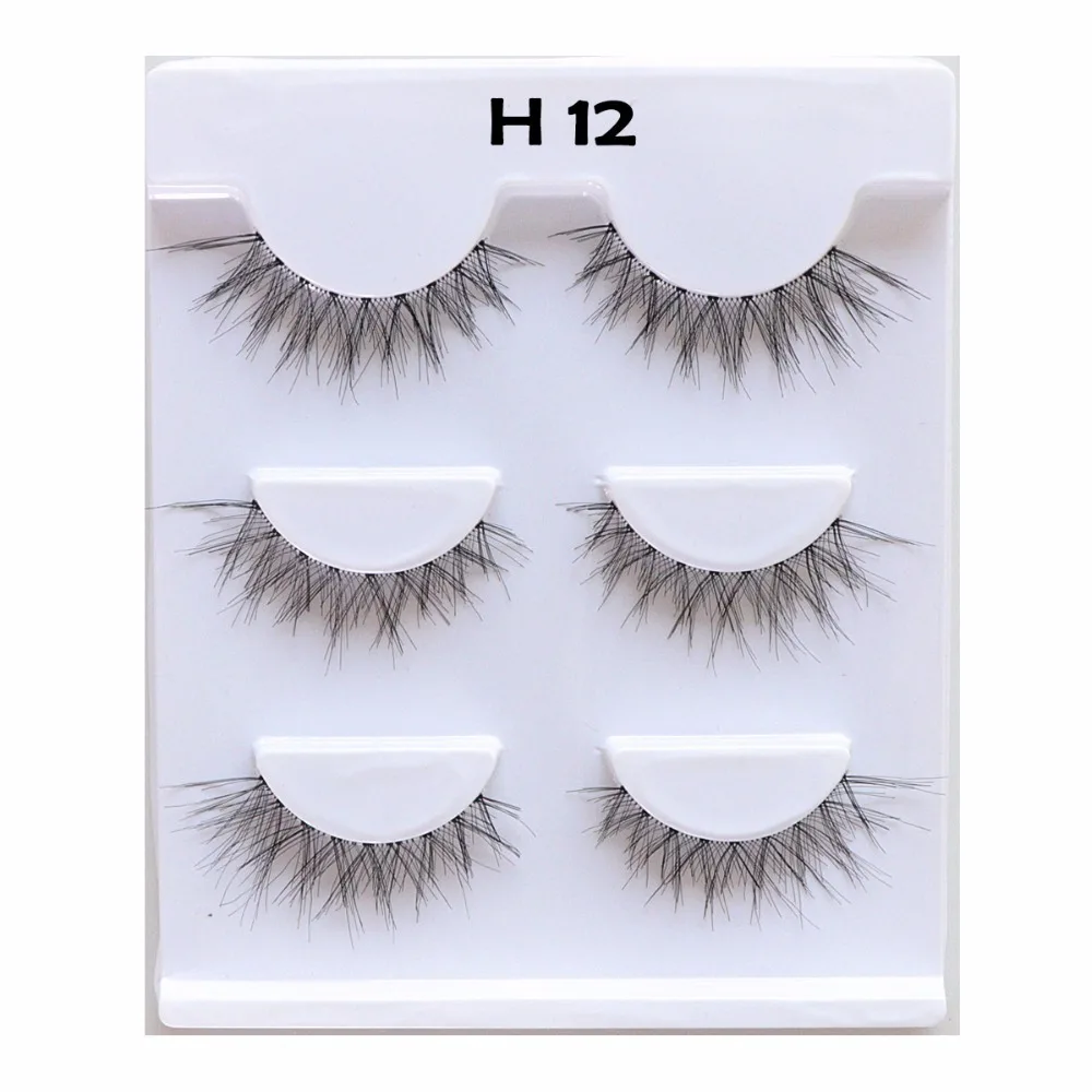 ( H7-H12) Human Hair Strip Lashes Natural Style Wholesale Eyelash LILYCILIA 3 Pairs per Lot | Красота и здоровье