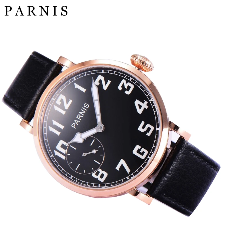 Parnis механические часы ручные наручные розовое золото корпус из нержавеющей