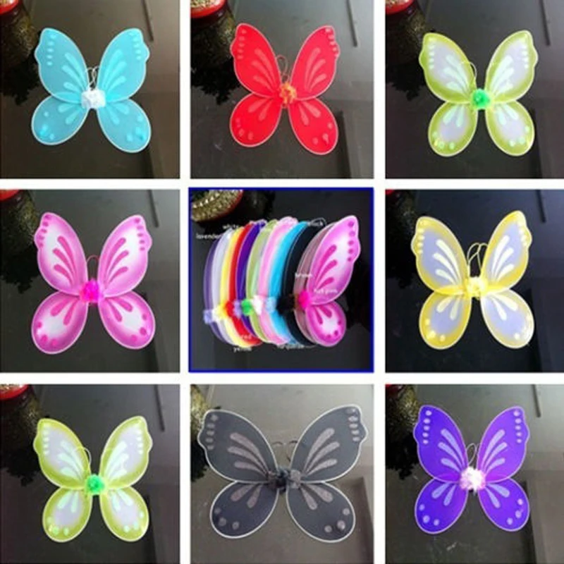 8&quotx19&quot Kids Baby Fairy Wings Butterfly dress up Tinker Bell Party Costume Girls Pixie Holiday Decorations | Дом и сад