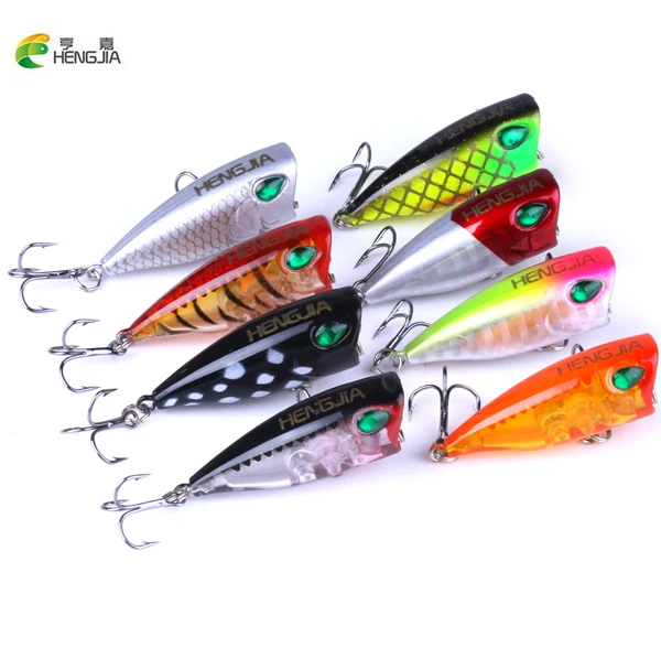 

HENGJIA 1PCS Mini 40mm Popper Fishing Lures 3d Eyes Bait Wobblers Carp Fishing Tackle New
