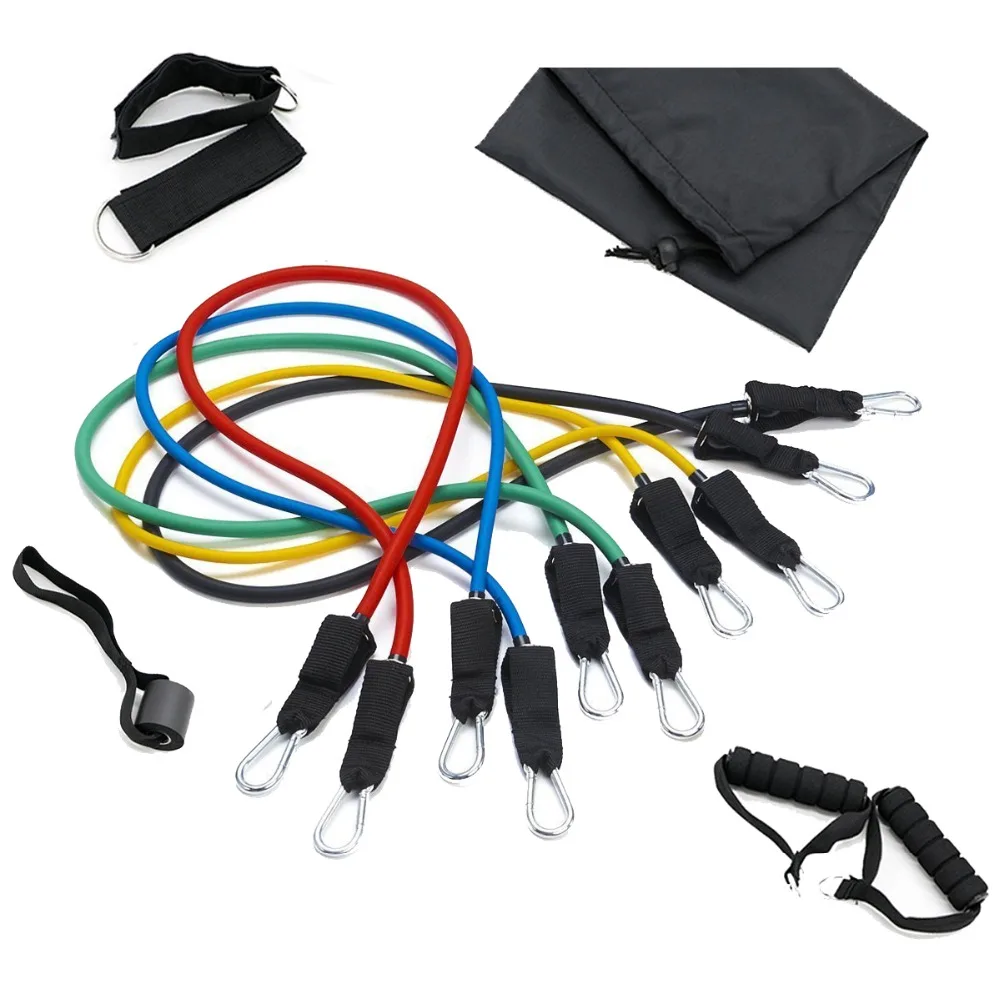 

11Pcs/Set Pilates Latex Tubing Expanders Exercise Tubes Practical Strength Resistance Band Sets Crossfit Fitness Equipment Sale