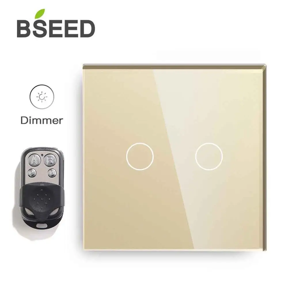 Gloden Bseed ЕС сенсорный диммер 2 банды 1 способ дистанционного управления светодиодный диммер 3 цвета с 443 МГц пульт дистанционного управления кристаллическая стеклянная панель умный диммер - Цвет: Gloden