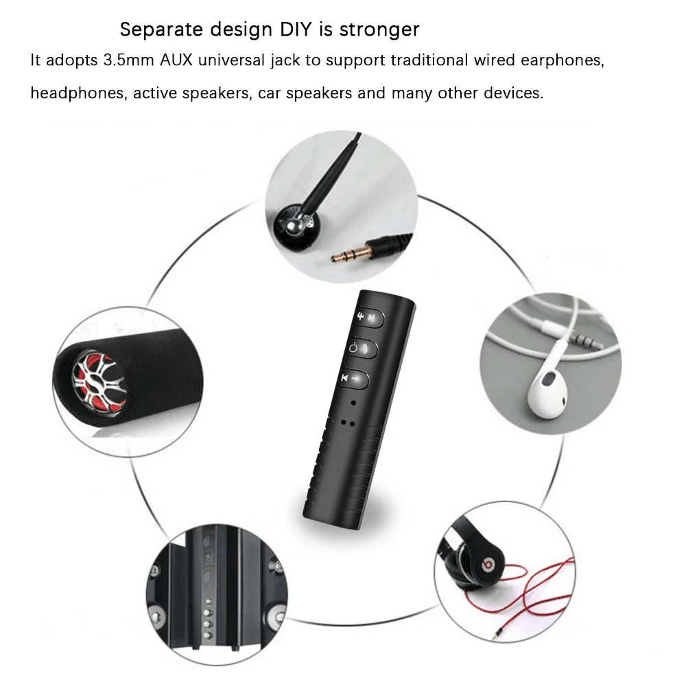 Bluetooth автомобильный комплект Mini 3 5 мм Jack Hands Free музыкальный аудио приемник адаптер