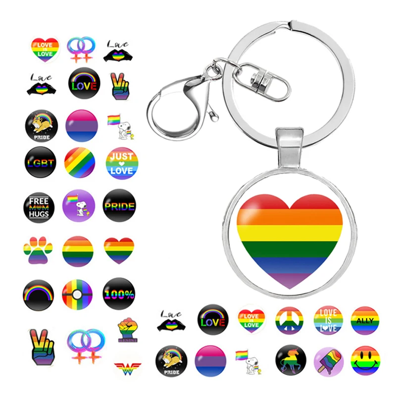 Горячий флаги Радуга стеклянный купол на брелок лесбиянок геев ЛГБТ флаг
